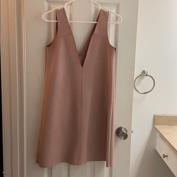 Zara Blush Pink Faux Suede mini dress Size Medium - Picture 2 of 6